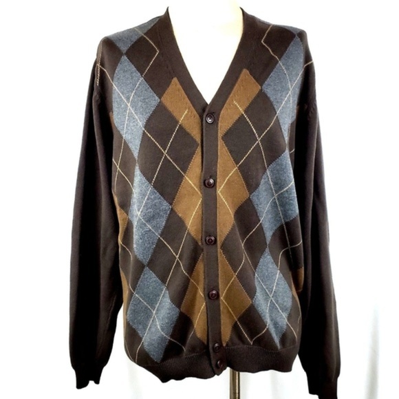 Van Heusen Other - Van Heusen Cardigan Sweater Argyle Size M